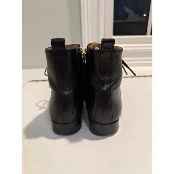 Sezane Black Leather Ankle lace up Combat Boots Size EU 38 US 7 $250 [jb] - Picture 6 of 12
